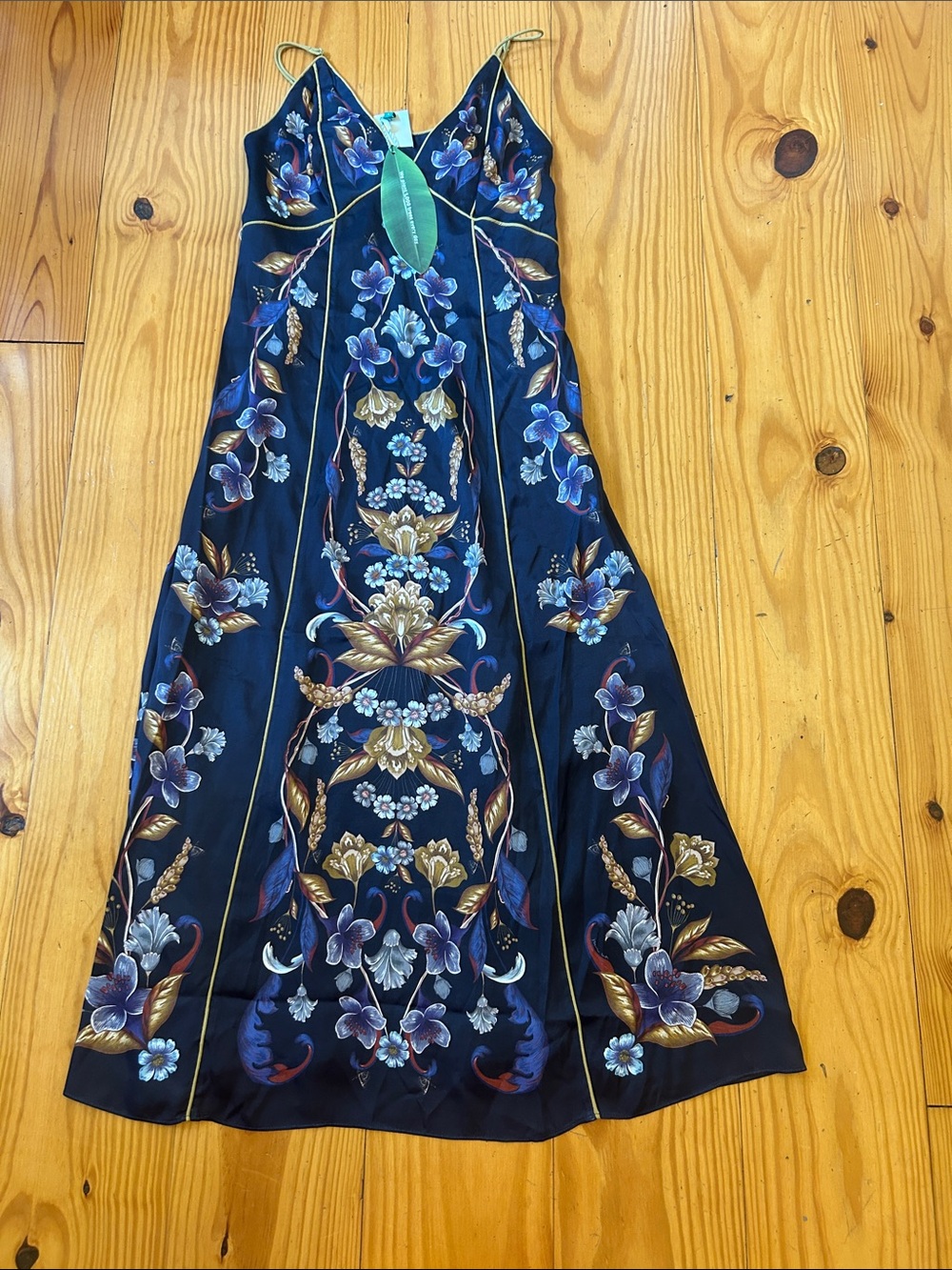 FARM Rio Navy Maxi Dress with Gold and Purple Floral Print - Picture 2 of 11